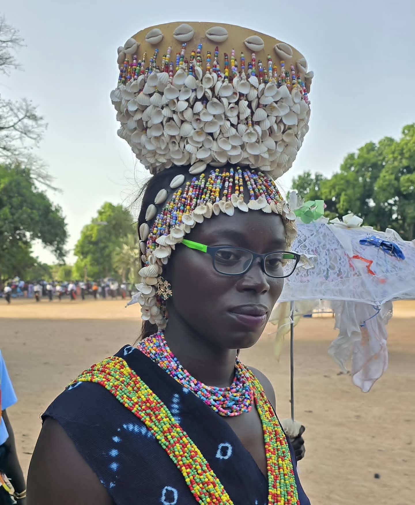 Traditional festival dress with shells and beads